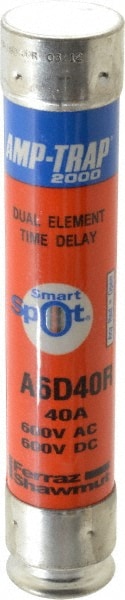 Ferraz Shawmut A6D40R Cylindrical Time Delay Fuse: RK1, 40 A, 27 mm Dia Image