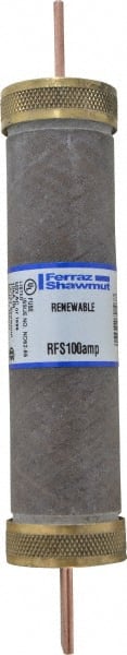 Ferraz Shawmut RFS100 Cylindrical Fast-Acting Fuse: H, 100 A, 7-7/8" OAL, 1-5/16" Dia 