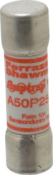 Ferraz Shawmut A50P25-1 Cylindrical Fast-Acting Fuse: 25 A, 50.8 mm OAL, 14.2 mm Dia 