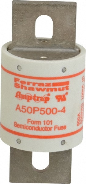 Ferraz Shawmut A50P500-4 Blade Fast-Acting Fuse: 500 A, 4-15/32" OAL, 2" Dia 