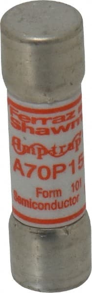 Ferraz Shawmut A70P15-1 Cylindrical Fast-Acting Fuse: 15 A, 50.8 mm OAL, 14.2 mm Dia 