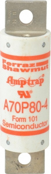 Ferraz Shawmut A70P80-4 Blade Fast-Acting Fuse: 80 A, 4-3/8" OAL, 1.22" Dia 