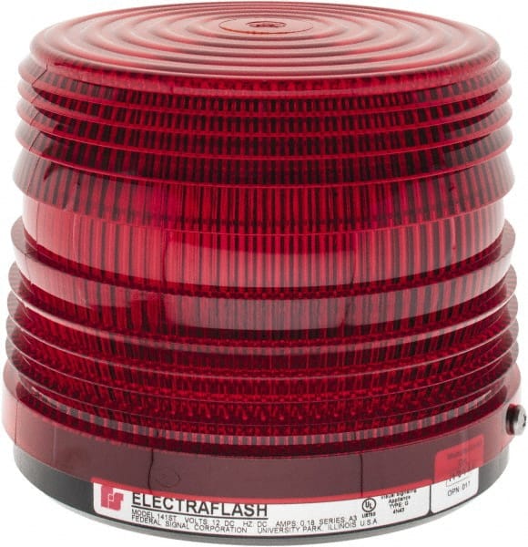 Federal Signal Corp 141ST-012R Strobe Light: Red, Surface Mount, 12VDC 