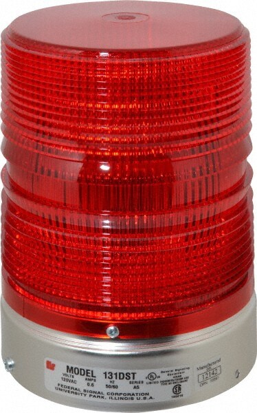 Double Flash Strobe Light: Red, Pipe Mount, 120VAC