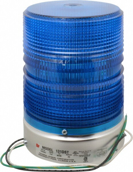 Double Flash Strobe Light: Blue, Pipe Mount, 120VAC