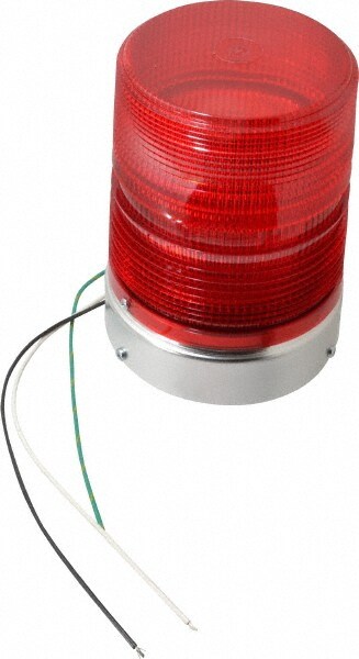 Single Flash Strobe Light: Red, Pipe Mount, 120VAC