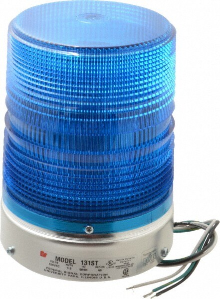 Single Flash Strobe Light: Blue, Pipe Mount, 120VAC