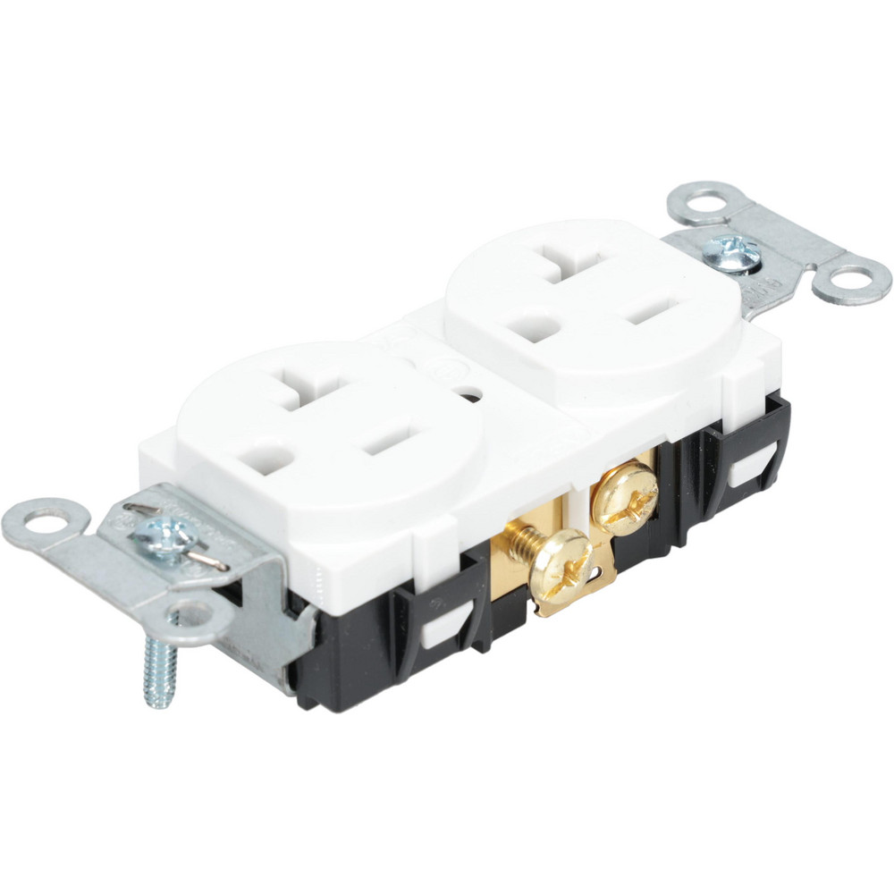 Straight Blade Duplex Receptacle: NEMA 5-20R, 20 Amps, Self-Grounding