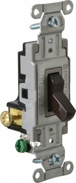 3 Pole, 120 to 277 VAC, 20 Amp, Commercial Grade Toggle Three Way Switch - Brown, 1 Phase, -40 to 239&deg; F, 4-1/16" High