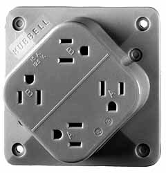 Hubbell Wiring Device-Kellems HBL415H Straight Blade Fourplex Receptacle: NEMA 5-15R, 15 Amps, Self-Grounding Image