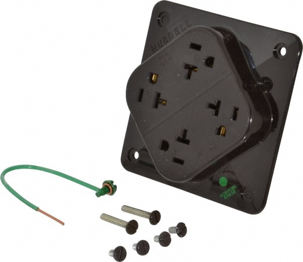 Hubbell Wiring Device-Kellems HBL420H Straight Blade Fourplex Receptacle: NEMA 5-20R, 20 Amps, Self-Grounding Image