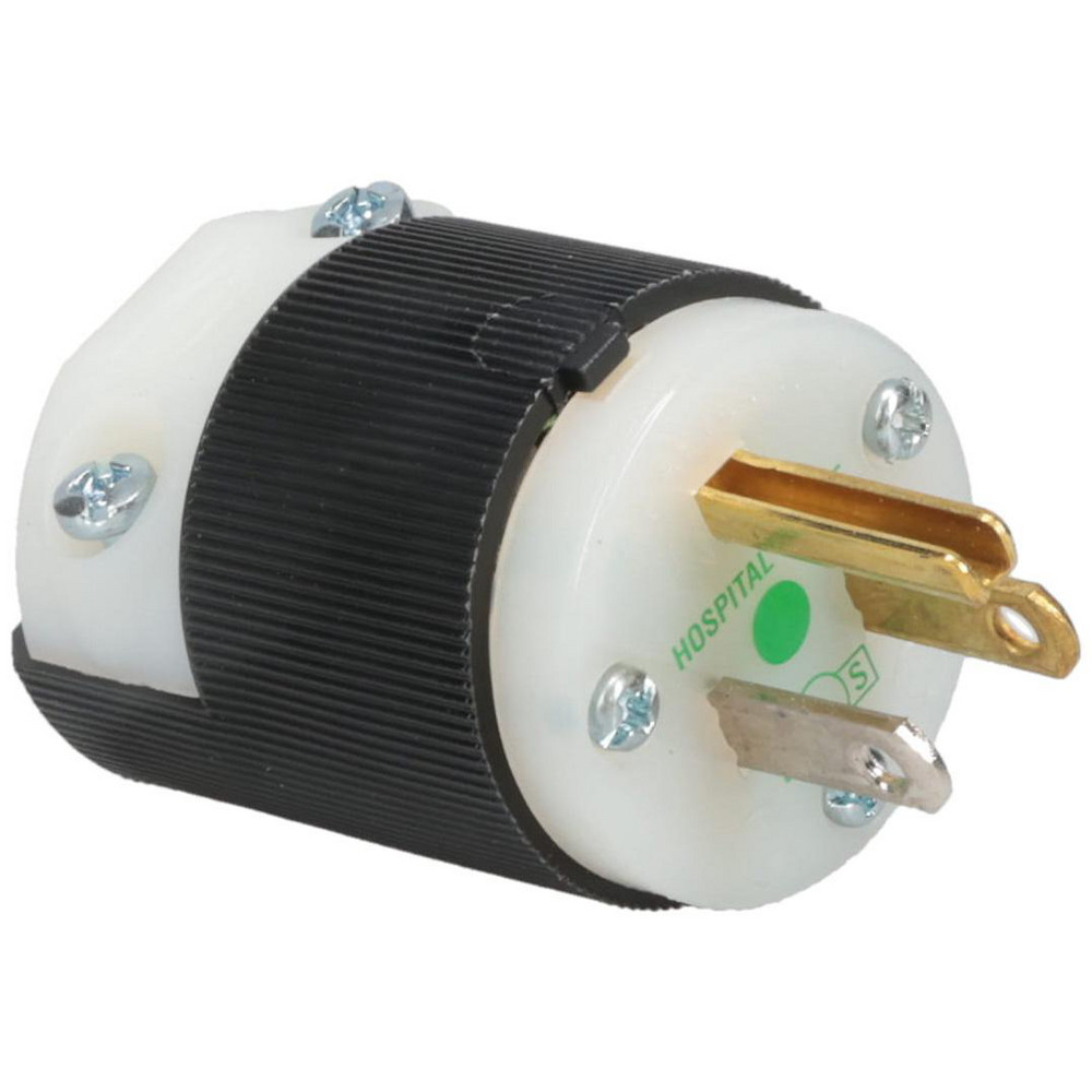 Straight Blade Plug: Hospital, 5-15P, 125VAC, Black & White