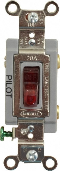 Hubbell Wiring Device-Kellems HBL1221PL 1 Pole, 120 VAC, 20 Amp, Residential Grade Toggle Wall Switch Image