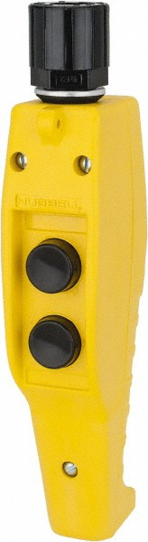 Pendant Control Station: Momentary, 2NO, Up & Down - 2 Pushbutton Operators, Mushroom Head Operator, 4X NEMA Rating, Yellow