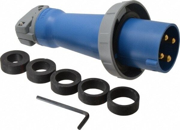 Pin & Sleeve Plugs & Connectors; Pin Configuration: 4; 4 ; Number Of Poles: 3; 3 ; Amperage: 60A ; Voltage: 250V ac ; Housing Material: Nylon ; Maximum Cord Grip Diameter: 1.4500in; 36.80mm