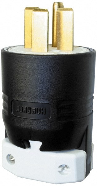 Hubbell Wiring Device-Kellems HBL8431C Straight Blade Plug: 15-30P, 250VAC, Black & White 