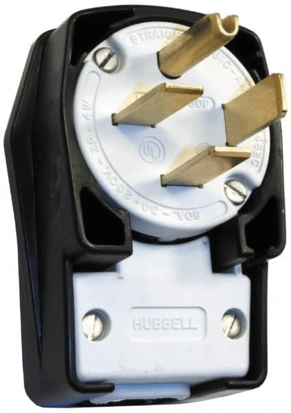 Hubbell Wiring Device-Kellems HBL8462C Straight Blade Plug: 15-60P, 250VAC, Black & White 