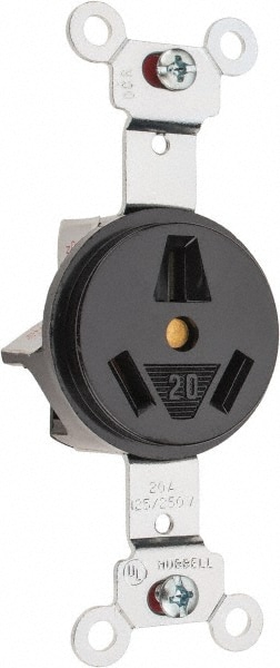 Hubbell Wiring Device-Kellems HBL6810 Straight Blade Single Receptacle: NEMA 10-20R, 20 Amps, Ungrounded Image