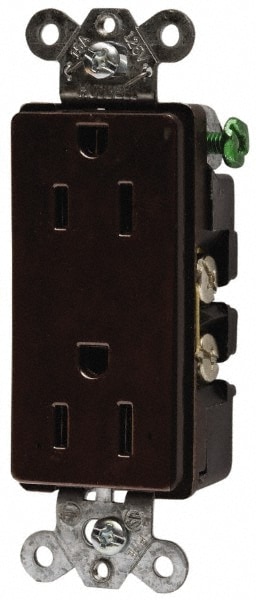 Straight Blade Duplex Receptacle: NEMA 5-15R, 15 Amps, Self-Grounding