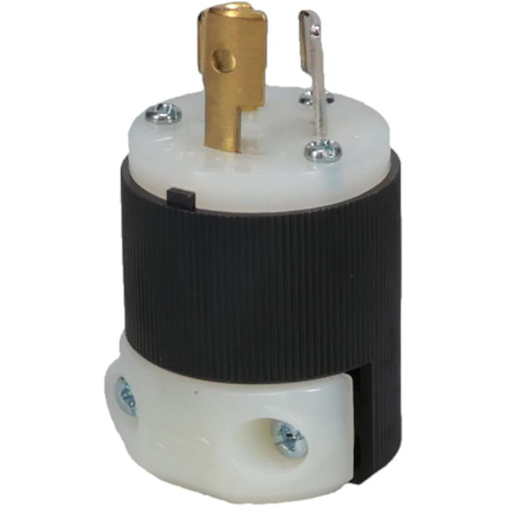 Locking Inlet: Plug, Industrial, L5-15P, 125V, Black & White - Self-Grounding, 15A, Nylon, 2 Poles, 3 Wire