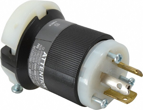 Locking Inlet: Plug, Industrial, Non-NEMA, 125 & 250V, Black & White