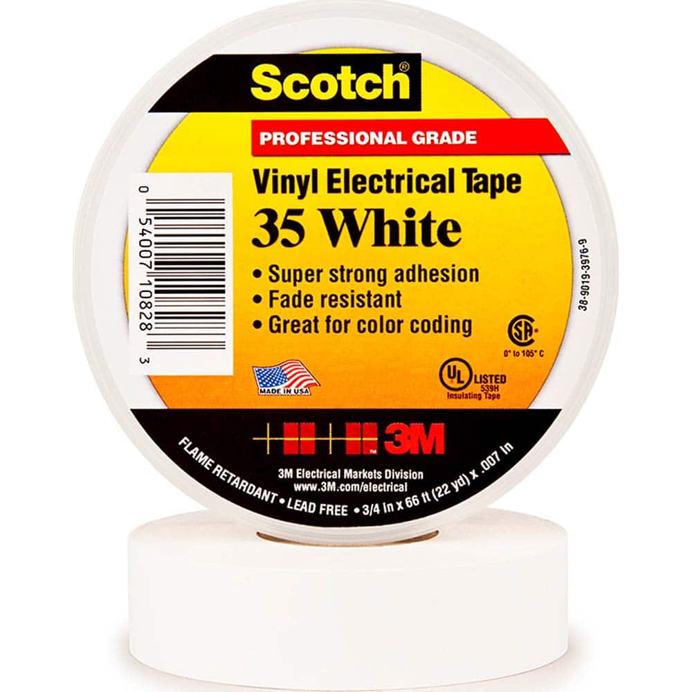 3/4" x 66' 1 Roll Free Shipping White PVC Vinyl Electrical Tape 