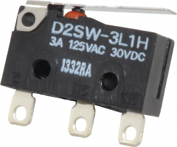 3 Amp at 30 VDC, 3 Amp at 125 VAC, 2 Amp at 250 VAC, SPDT, Hinge Lever, Sealed Miniature Snap Action Switch