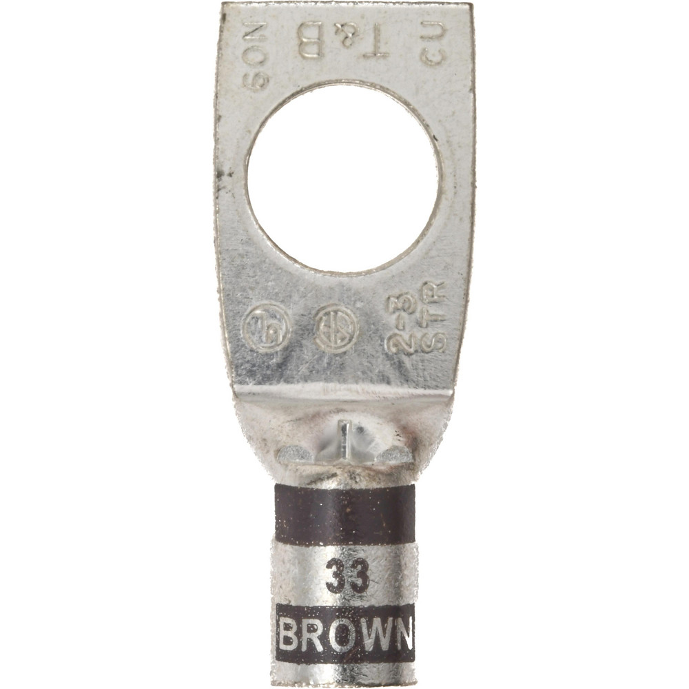 Square Ring Terminal: Non-Insulated, 2 AWG, Compression Connection