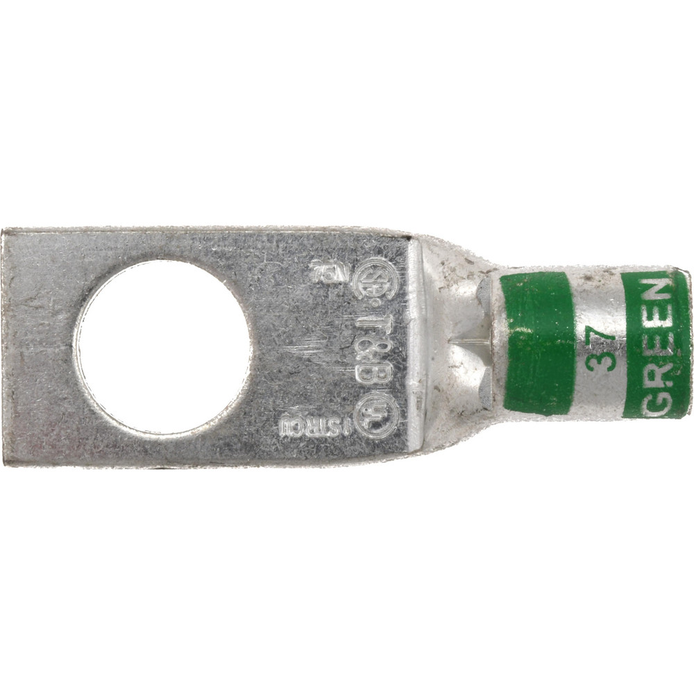 Square Ring Terminal: Non-Insulated, 1 AWG, Compression Connection