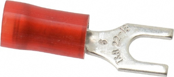 Thomas & Betts RA18-6F Standard Fork Terminal: Red, Nylon, Partially Insulated, #6 Stud, Crimp Image