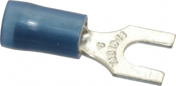 Thomas & Betts RB14-6F Standard Fork Terminal: Blue, Nylon, Partially Insulated, #6 Stud, Crimp Image