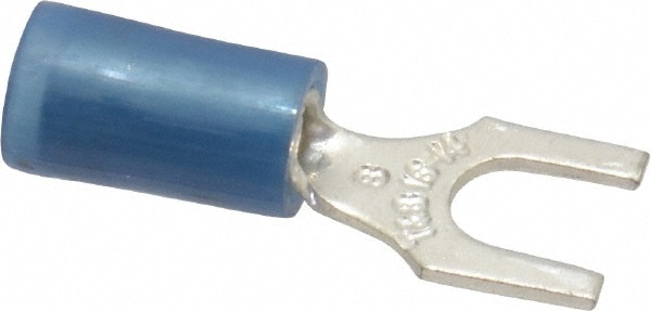 Thomas & Betts RB14-8F Standard Fork Terminal: Blue, Nylon, Partially Insulated, #8 Stud, Crimp Image