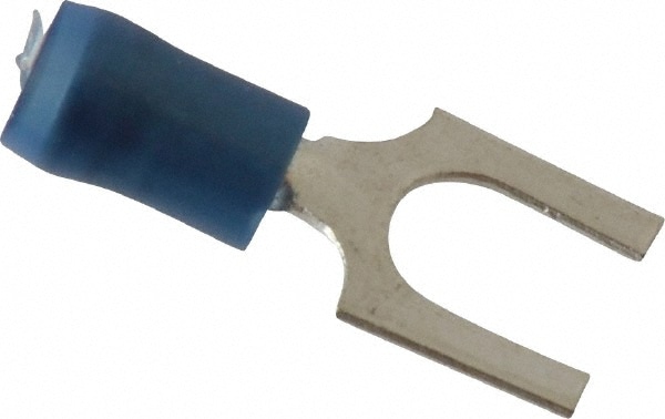 Thomas & Betts RB14-14F Standard Fork Terminal: Blue, Nylon, Partially Insulated, #1/4" Stud, Crimp Image