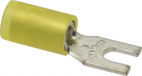 Thomas & Betts RC10-6F Standard Fork Terminal: Yellow, Nylon, Partially Insulated, #6 Stud, Crimp Image