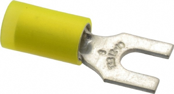 Thomas & Betts RC10-8F Standard Fork Terminal: Yellow, Nylon, Partially Insulated, #8 Stud, Crimp Image