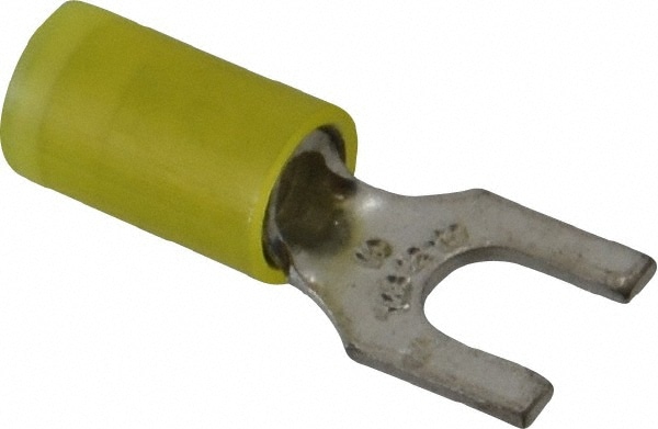 Thomas & Betts RC10-10F Standard Fork Terminal: Yellow, Nylon, Partially Insulated, #10 Stud, Crimp Image