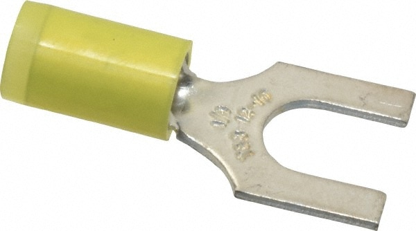 Thomas & Betts RC10-14F Standard Fork Terminal: Yellow, Nylon, Partially Insulated, #1/4" Stud, Crimp Image