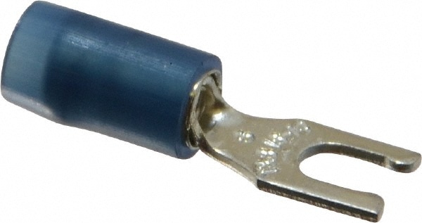 Thomas & Betts RB14-6FL Locking Fork Terminal: Blue, Nylon, Partially Insulated, #6 Stud, Crimp Image