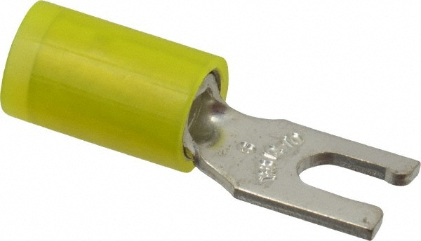 Thomas & Betts RC10-6FL Locking Fork Terminal: Yellow, Nylon, Partially Insulated, #6 Stud, Crimp Image