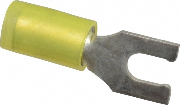 Thomas & Betts RC10-8FL Locking Fork Terminal: Yellow, Nylon, Partially Insulated, #8 Stud, Crimp Image