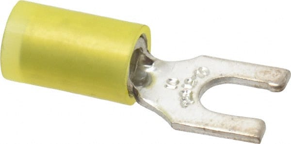 Thomas & Betts RC10-10FL Locking Fork Terminal: Yellow, Nylon, Partially Insulated, #10 Stud, Crimp 