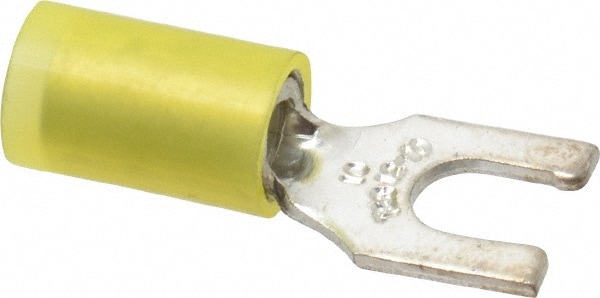 Thomas & Betts RC10-10FL Locking Fork Terminal: Yellow, Nylon, Partially Insulated, #10 Stud, Crimp Image