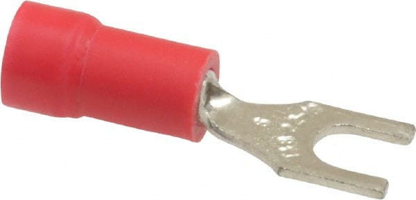 Thomas & Betts 18RA-6F Standard Fork Terminal: Red, Vinyl, Partially Insulated, #6 Stud, Crimp 
