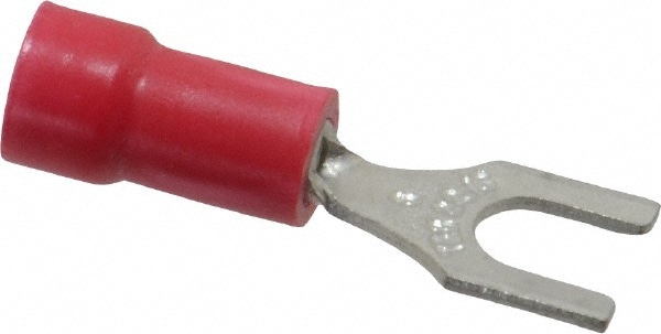 Thomas & Betts 18RA-8F Standard Fork Terminal: Red, Vinyl, Partially Insulated, #8 Stud, Crimp Image