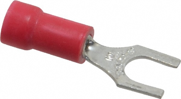 Thomas & Betts 18RA-10F Standard Fork Terminal: Red, Vinyl, Partially Insulated, #10 Stud, Crimp Image