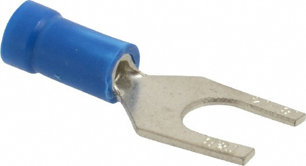 Thomas & Betts 14RB-14F Standard Fork Terminal: Blue, Vinyl, Partially Insulated, #1/4" Stud, Crimp Image