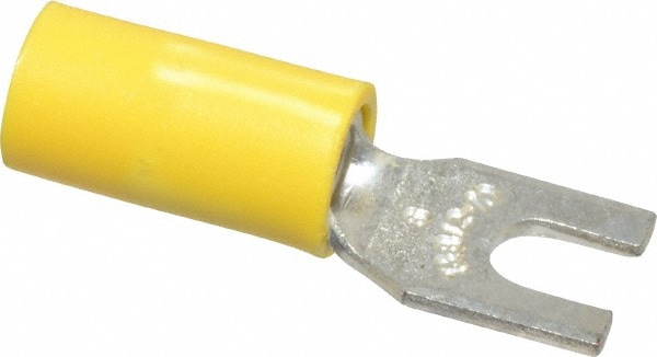 Thomas & Betts 10RC-6F Standard Fork Terminal: Yellow, Vinyl, Partially Insulated, #6 Stud, Crimp Image