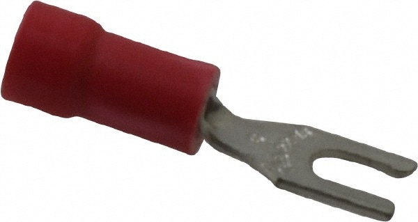 Thomas & Betts 18RA-6FL Locking Fork Terminal: Red, Vinyl, Partially Insulated, #6 Stud, Crimp Image