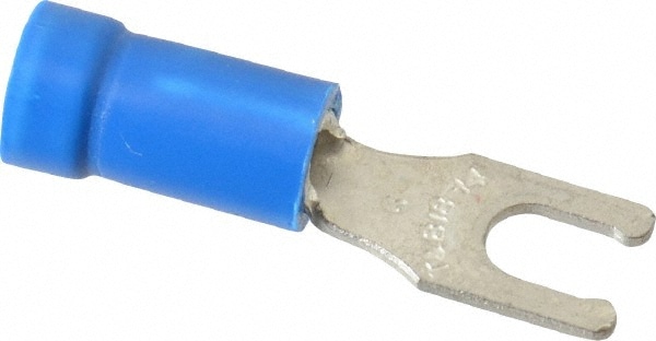 Thomas & Betts 14RB-6FL Locking Fork Terminal: Blue, Vinyl, Partially Insulated, #6 Stud, Crimp Image