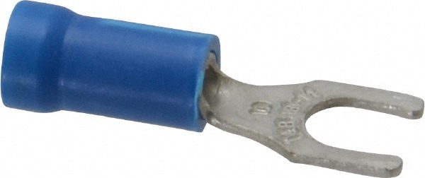 Thomas & Betts 14RB-10FL Locking Fork Terminal: Blue, Vinyl, Partially Insulated, #10 Stud, Crimp Image